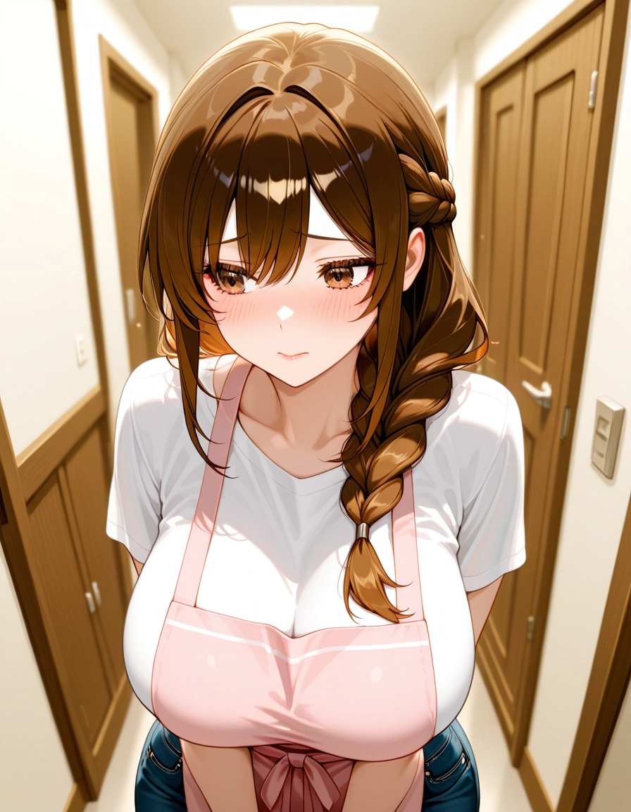 1girl, breasts, braid, brown hair, solo, blush · Yamete.gg
