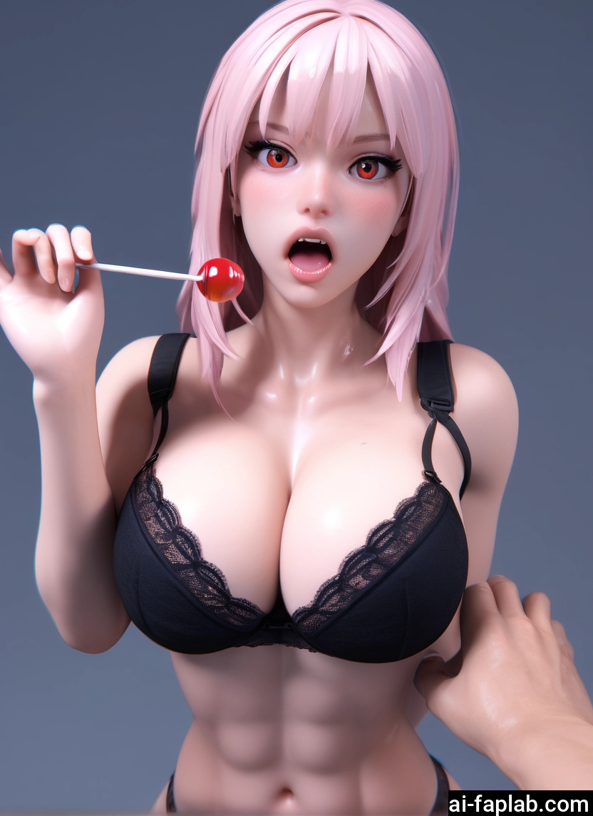 1girl, underwear, bra, breasts, food, candy · Yamete.gg