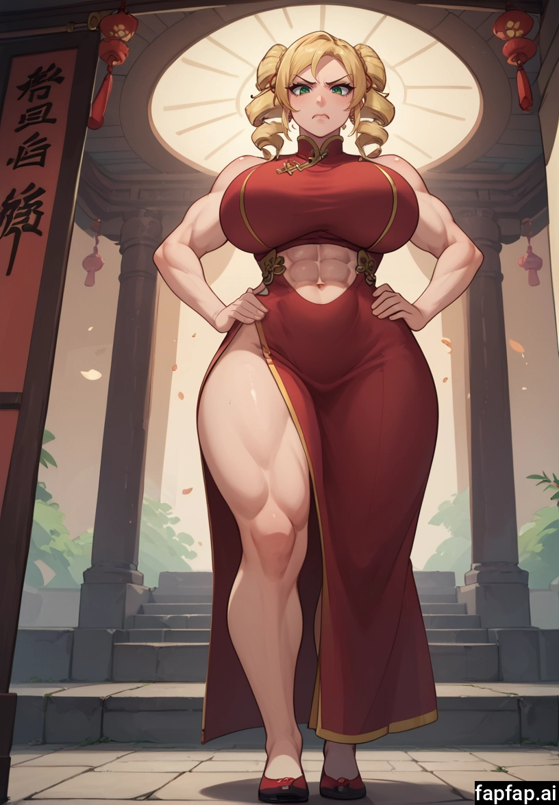 1girl, breasts, muscular female, blonde hair, solo, muscular · Yamete.gg
