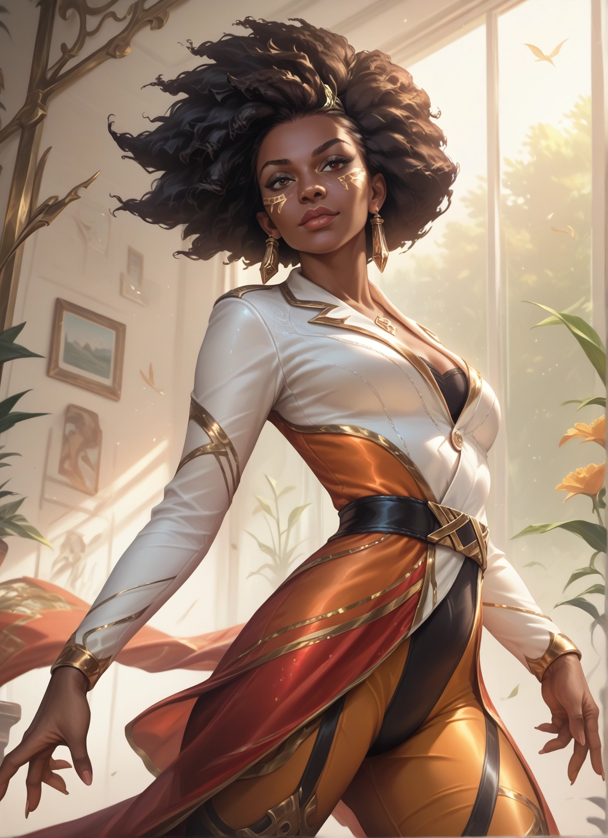 1girl, jewelry, earrings, solo, breasts, dark skin · Yamete.gg