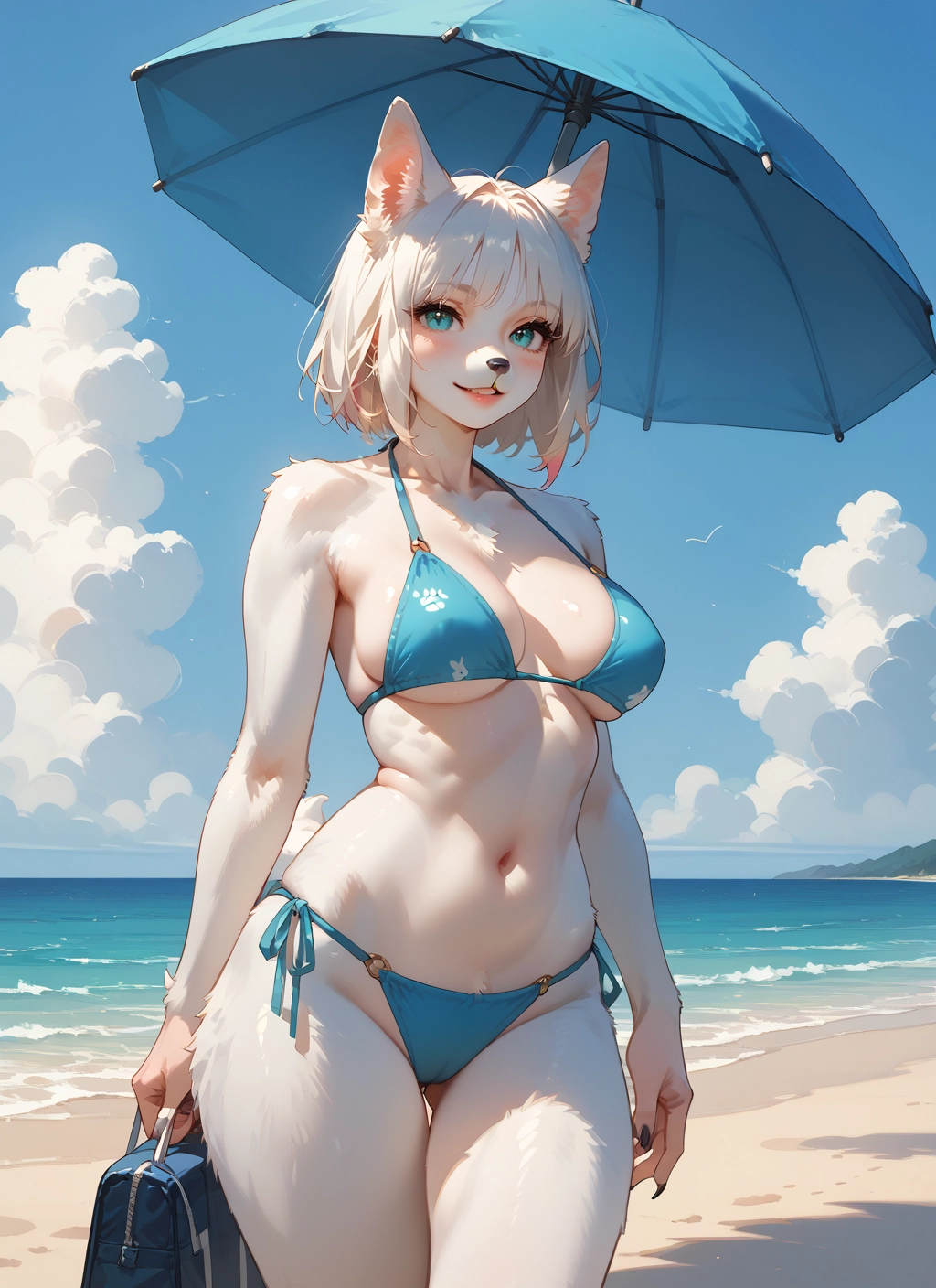 1girl, swimsuit, breasts, bikini, animal ears, solo · Yamete.gg