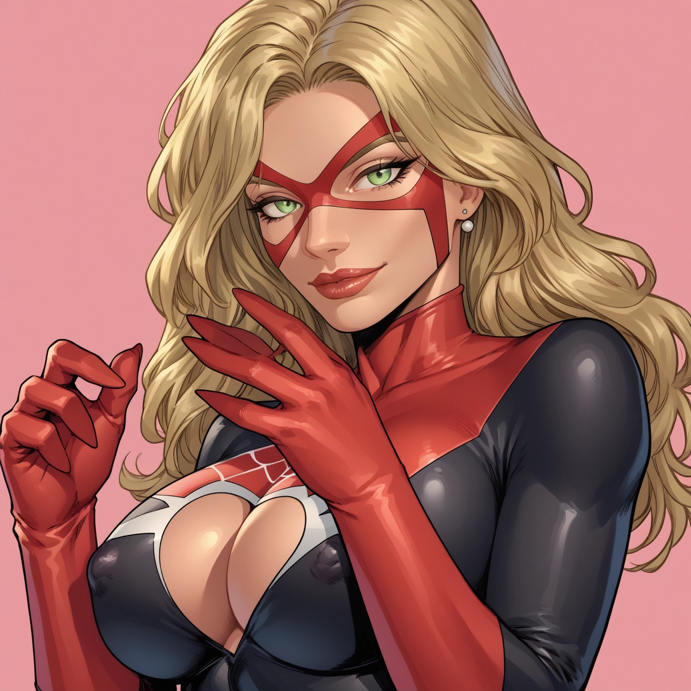 1girl, breasts, solo, blonde hair, green eyes, mask · Yamete.gg