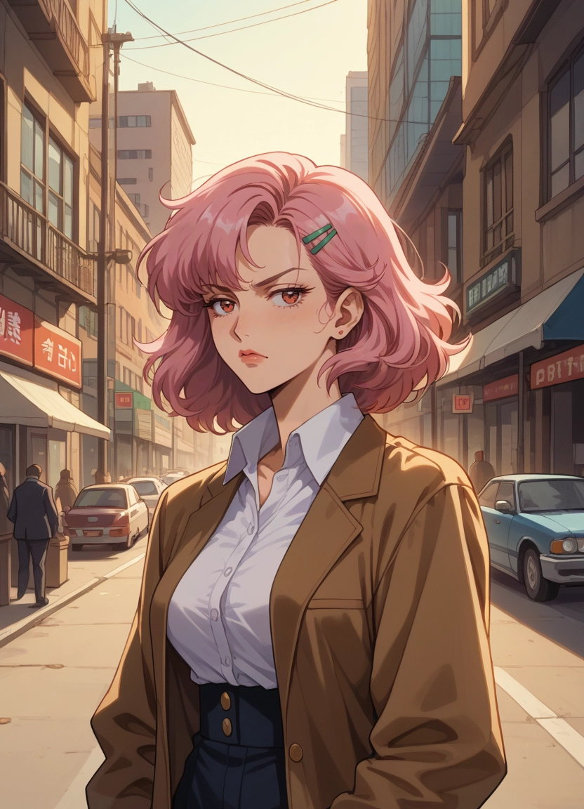 car, 1girl, pink hair, shirt, motor vehicle, hair ornament · Yamete.gg
