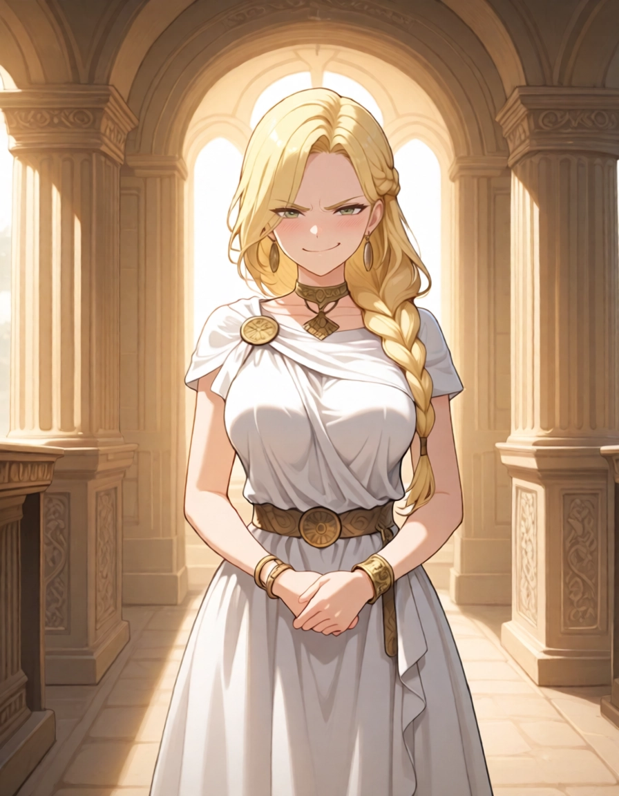 1girl, jewelry, solo, blonde hair, breasts, long hair · Yamete.gg