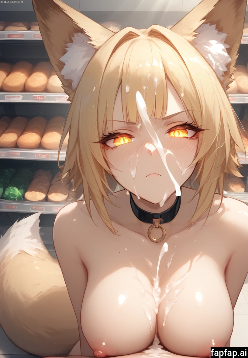 1girl, breasts, animal ears, cum, nipples, tail