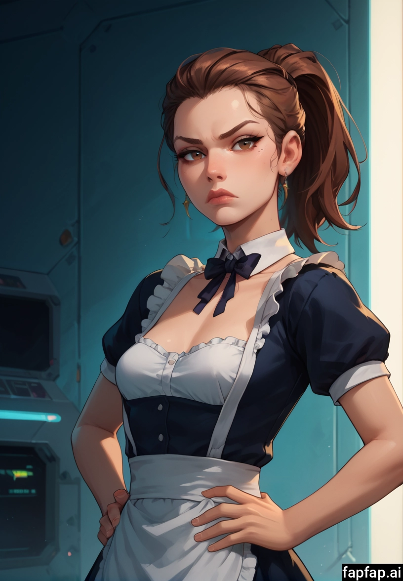 1girl, solo, brown hair, breasts, brown eyes, maid · Yamete.gg