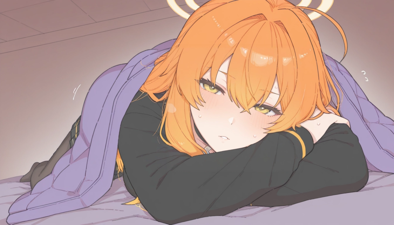 1girl, solo, blush, looking at viewer, orange hair, long hair