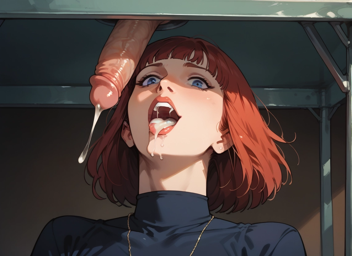 penis, 1girl, cum, blue eyes, cum in mouth, hetero · Yamete.gg