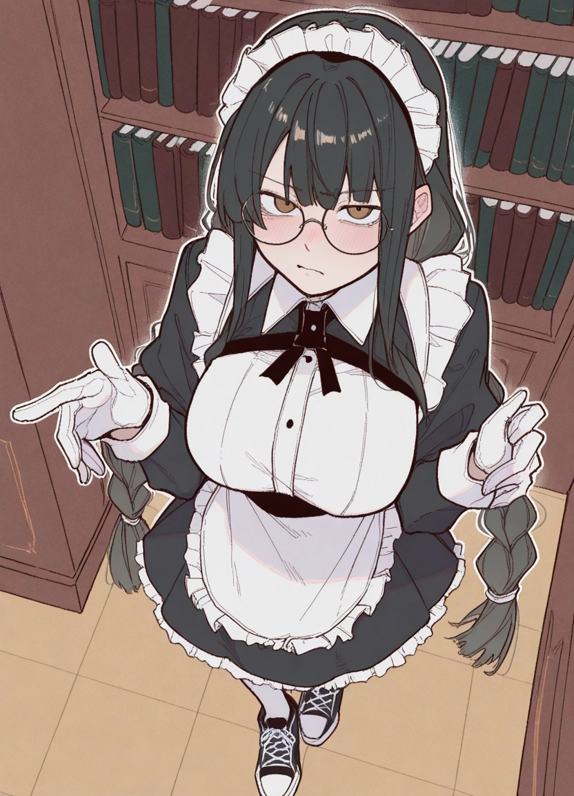 1girl, maid, gloves, maid headdress, breasts, braid · Yamete.gg
