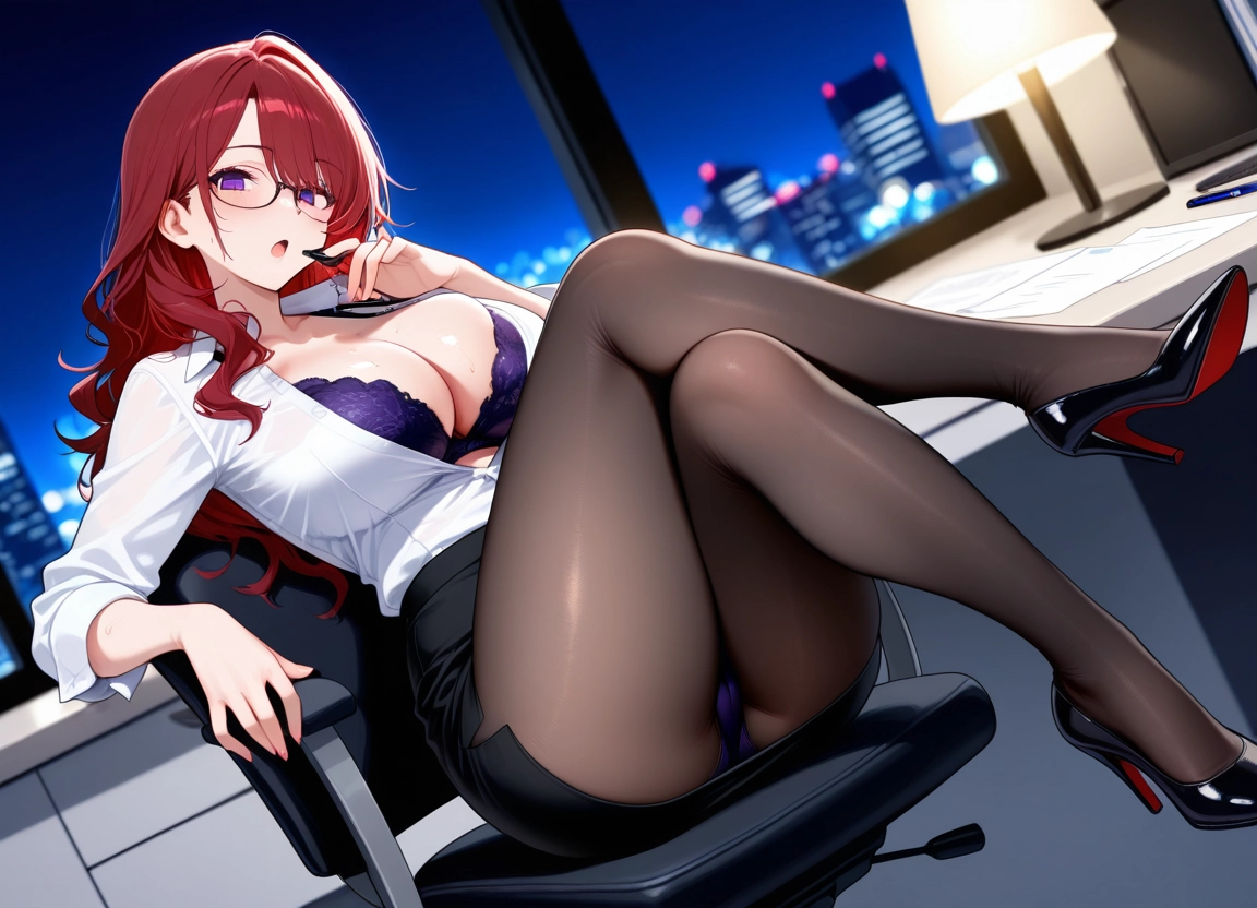 1girl, breasts, pantyhose, underwear, bra, skirt · Yamete.gg