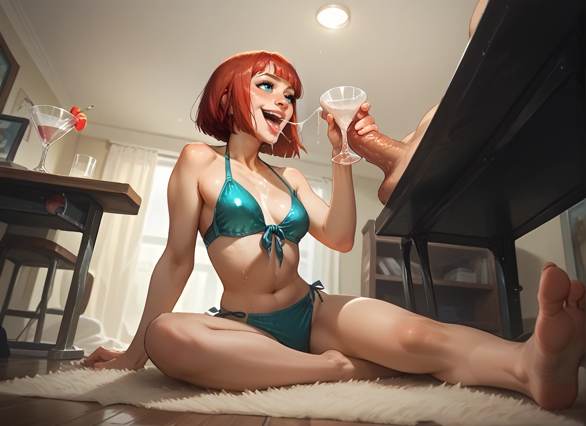 1girl, penis, swimsuit, bikini, barefoot, cum · Yamete.gg