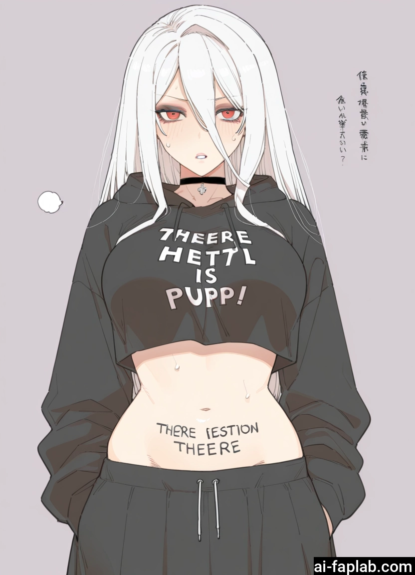1girl, navel, solo, choker, red eyes, long hair