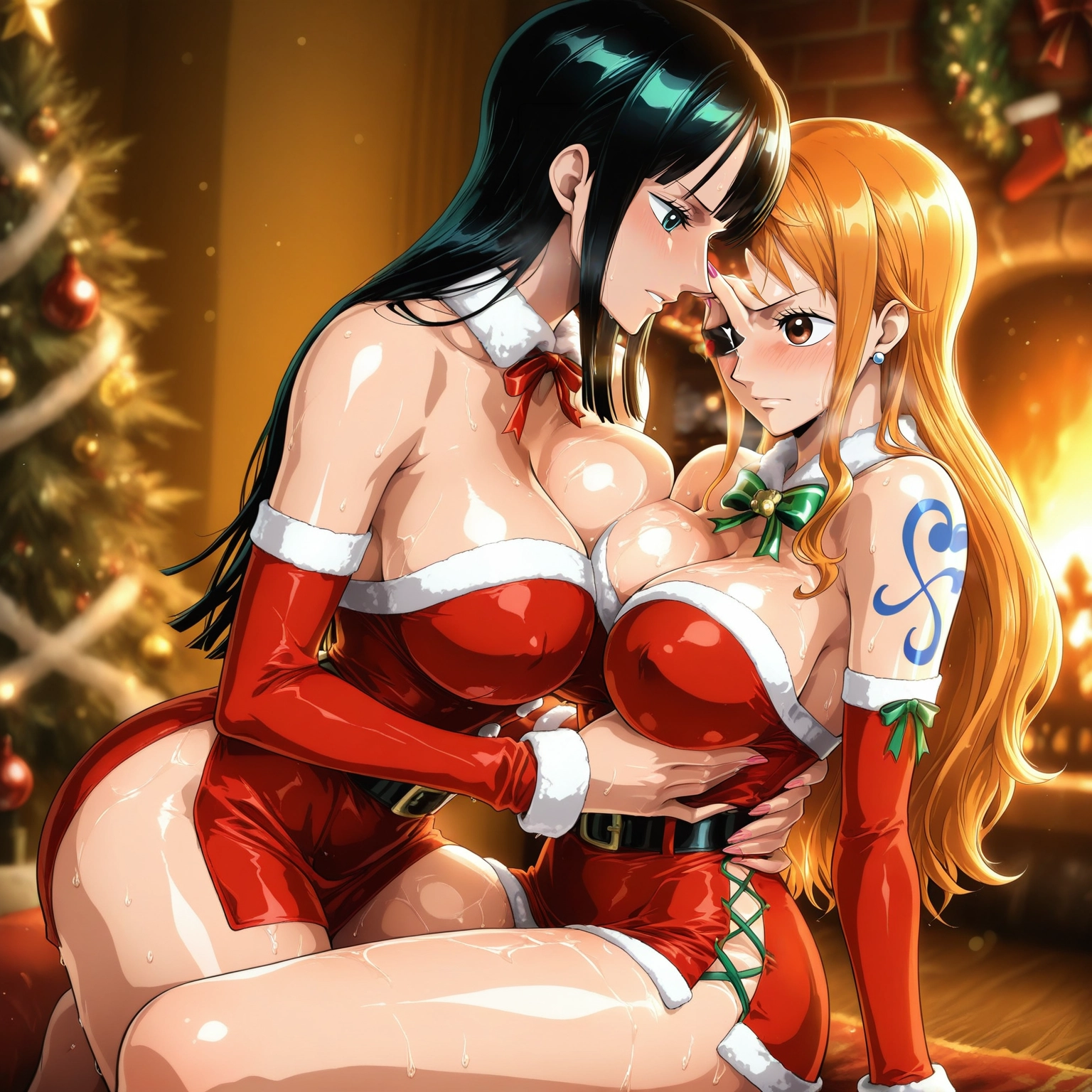breasts, multiple girls, 2girls, large breasts, yuri, tattoo · Yamete.gg