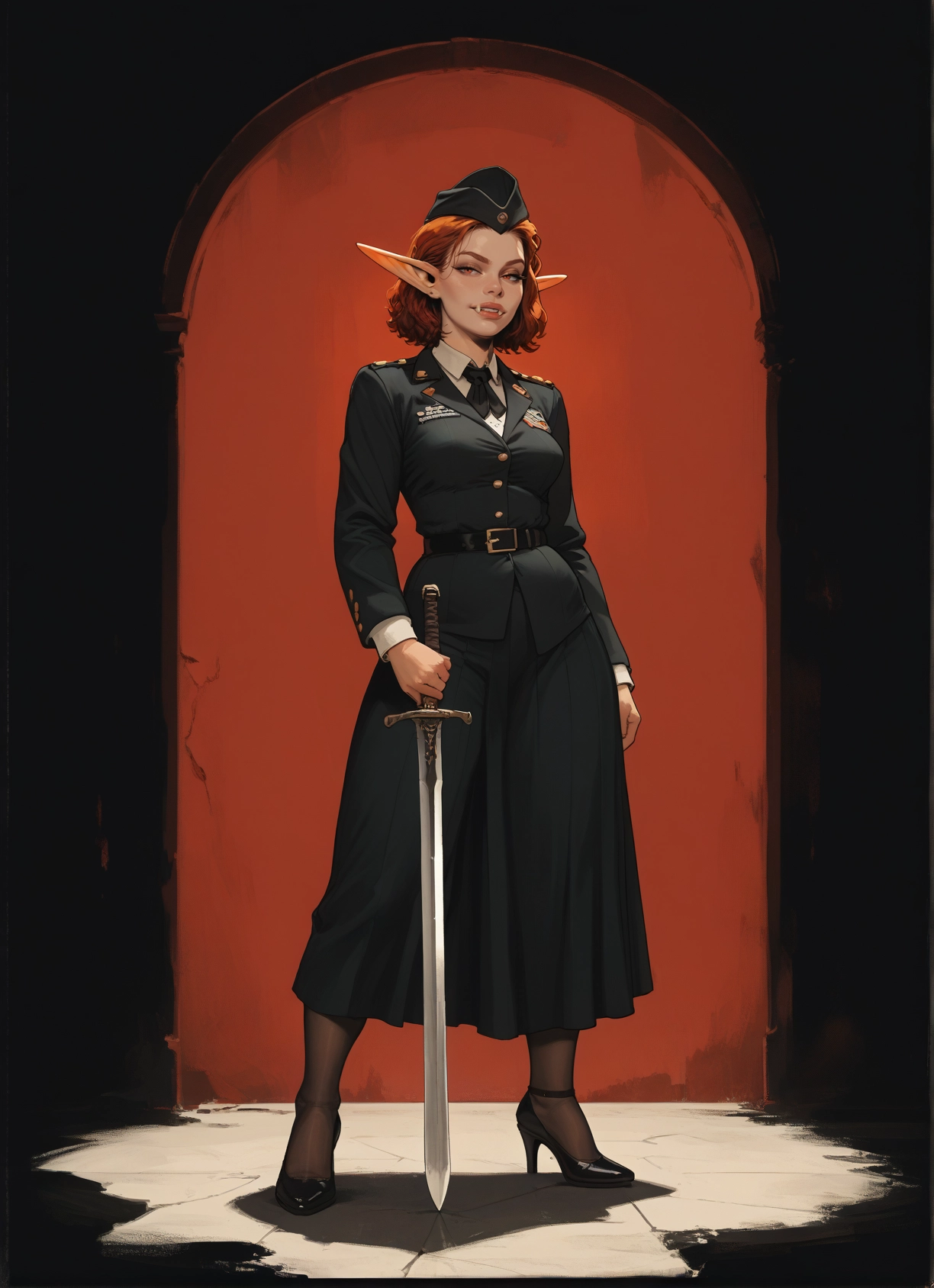 1girl, weapon, pointy ears, sword, solo, high heels · Yamete.gg