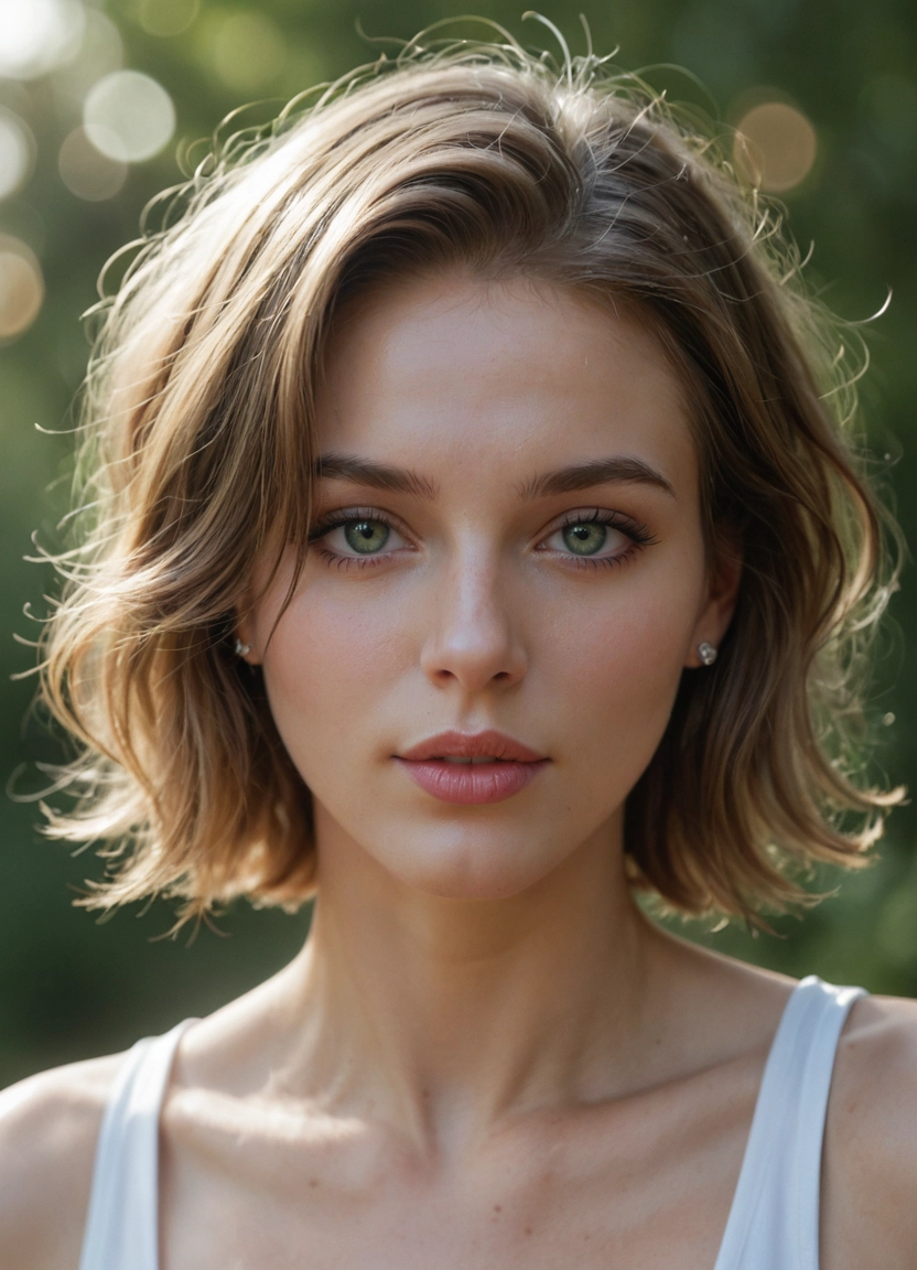 solo, 1girl, green eyes, earrings, jewelry, realistic · Yamete.gg
