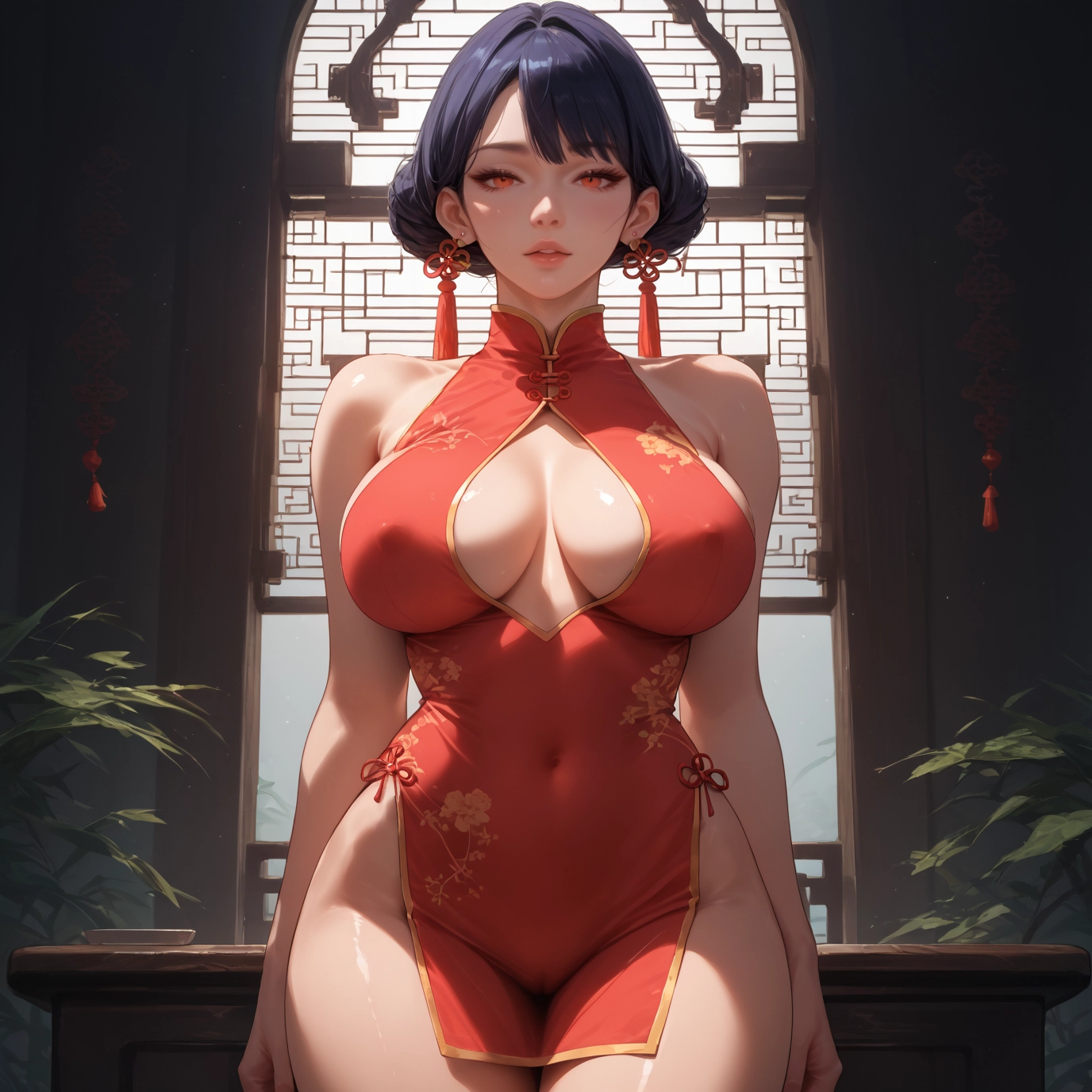 breasts, 1girl, dress, chinese clothes, china dress, large breasts · Yamete.gg