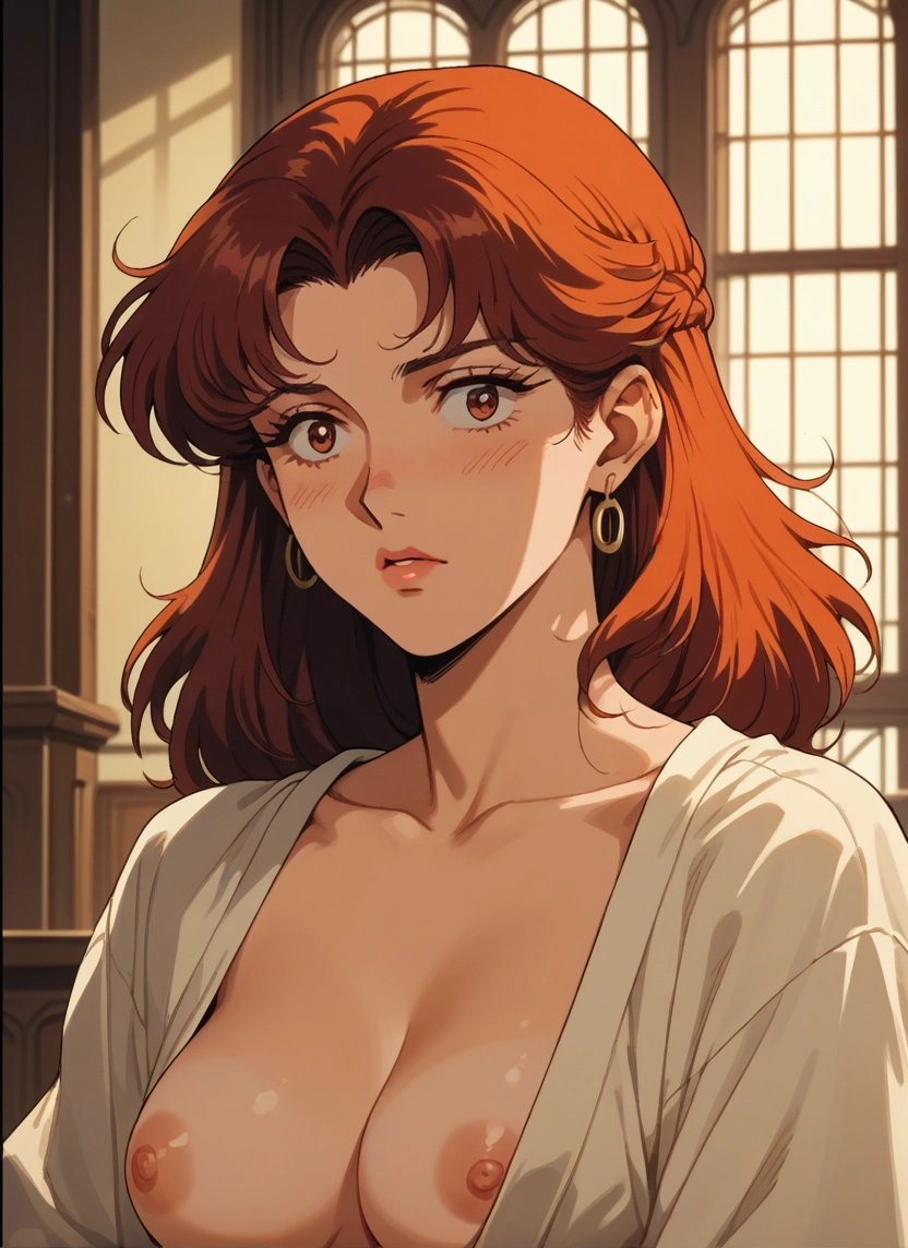 1girl, nipples, breasts, solo, jewelry, earrings · Yamete.gg