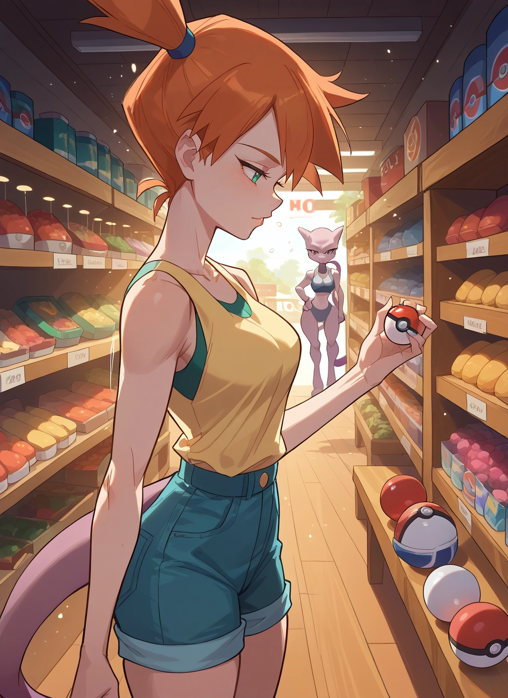furry, multiple girls, 2girls, shorts, orange hair, holding · Yamete.gg