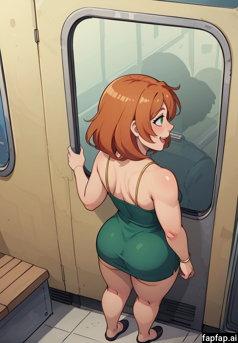 1girl, dress, green dress, ass, open mouth, green eyes · Yamete.gg