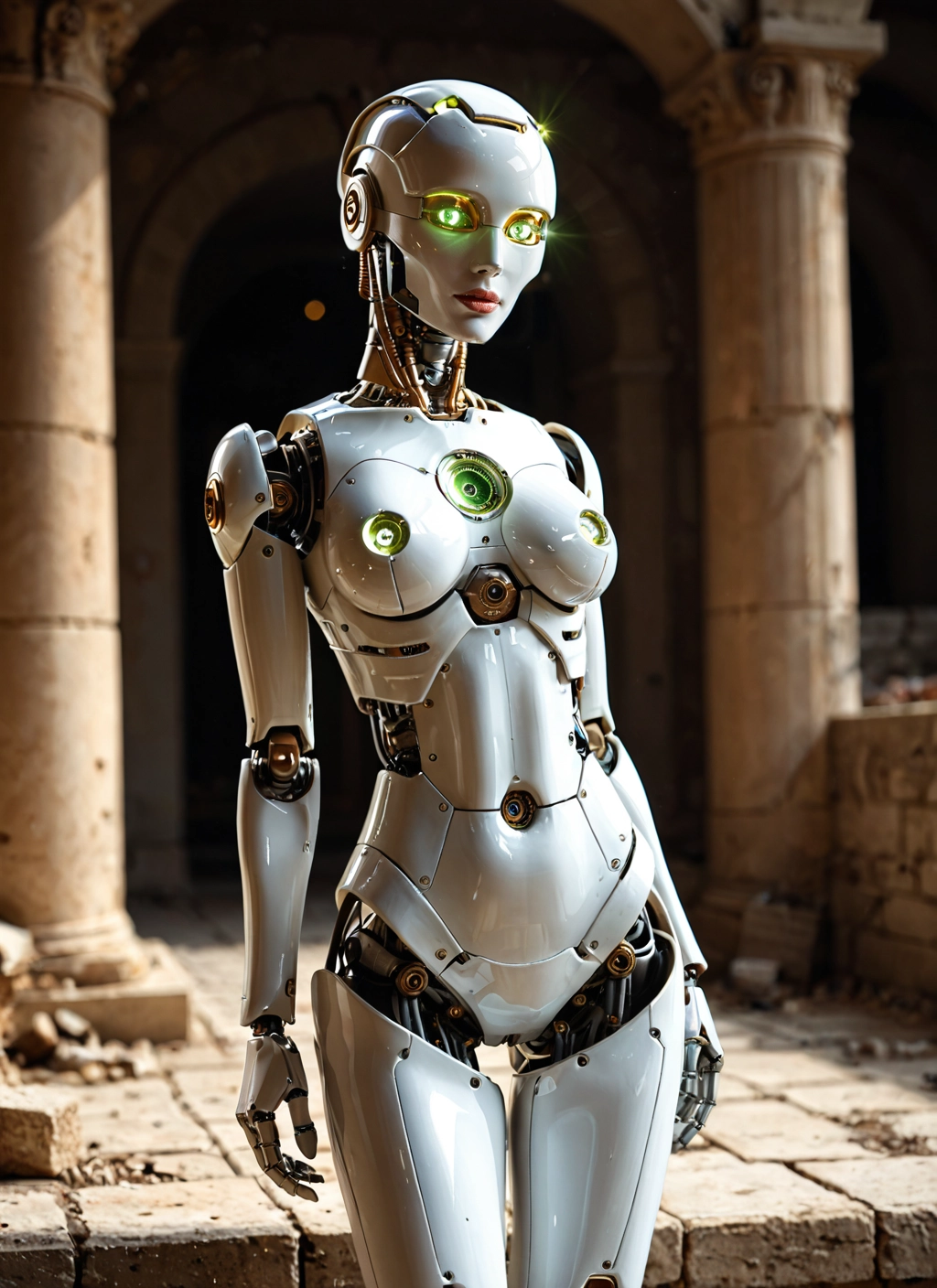1girl, solo, robot joints, robot, humanoid robot, green eyes · Yamete.gg