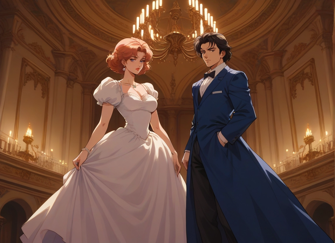 1girl, dress, 1boy, jewelry, white dress, breasts · Yamete.gg