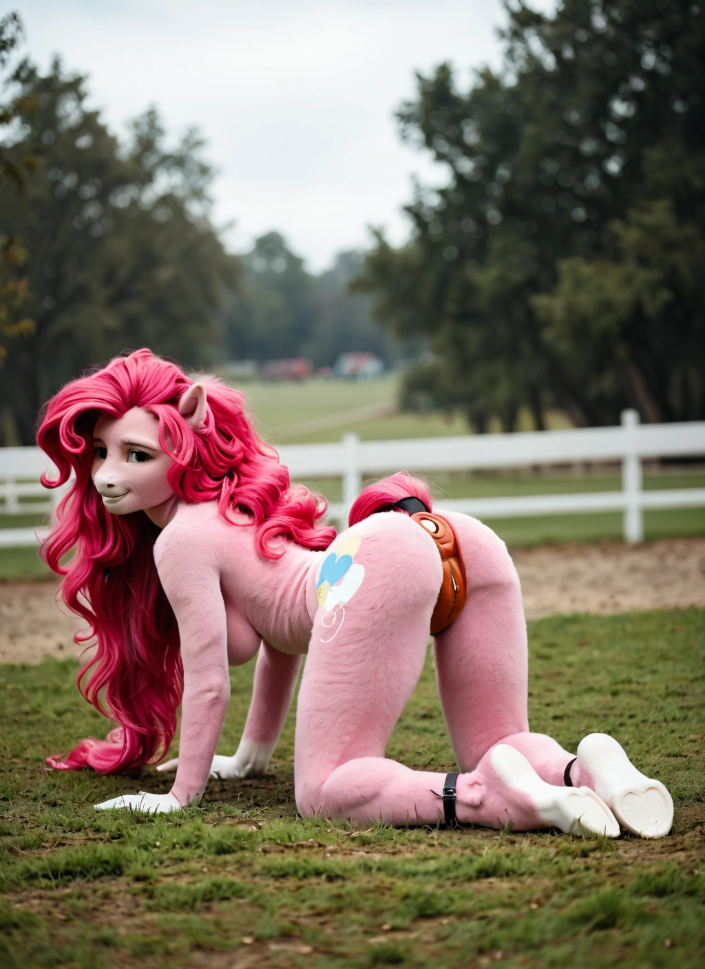 furry, 1girl, solo, tail, all fours, pink hair · Yamete.gg