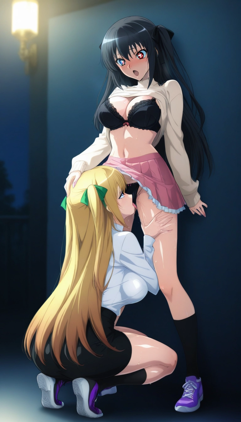 multiple girls, 2girls, yuri, breasts, underwear, skirt