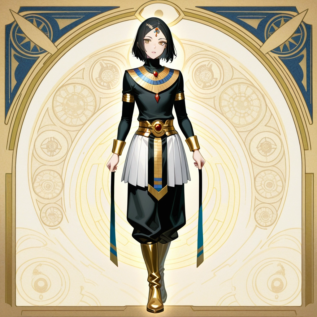 solo, boots, full body, black hair, jewelry, egyptian clothes · Yamete.gg