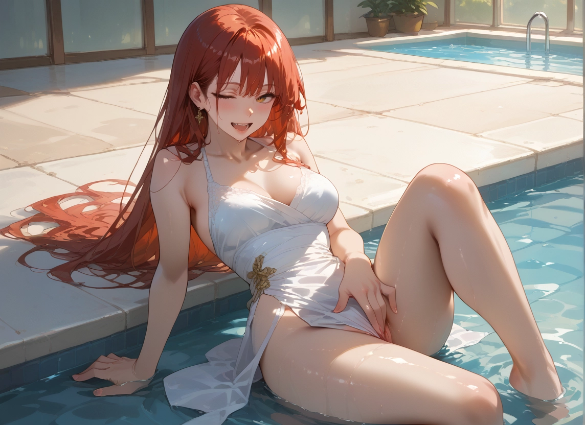 1girl, breasts, long hair, dress, solo, jewelry · Yamete.gg