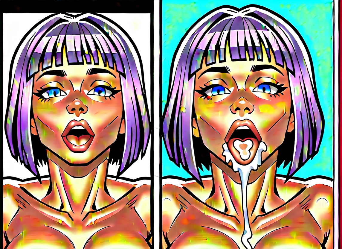 1girl, cum, cum in mouth, blue eyes, open mouth, short hair