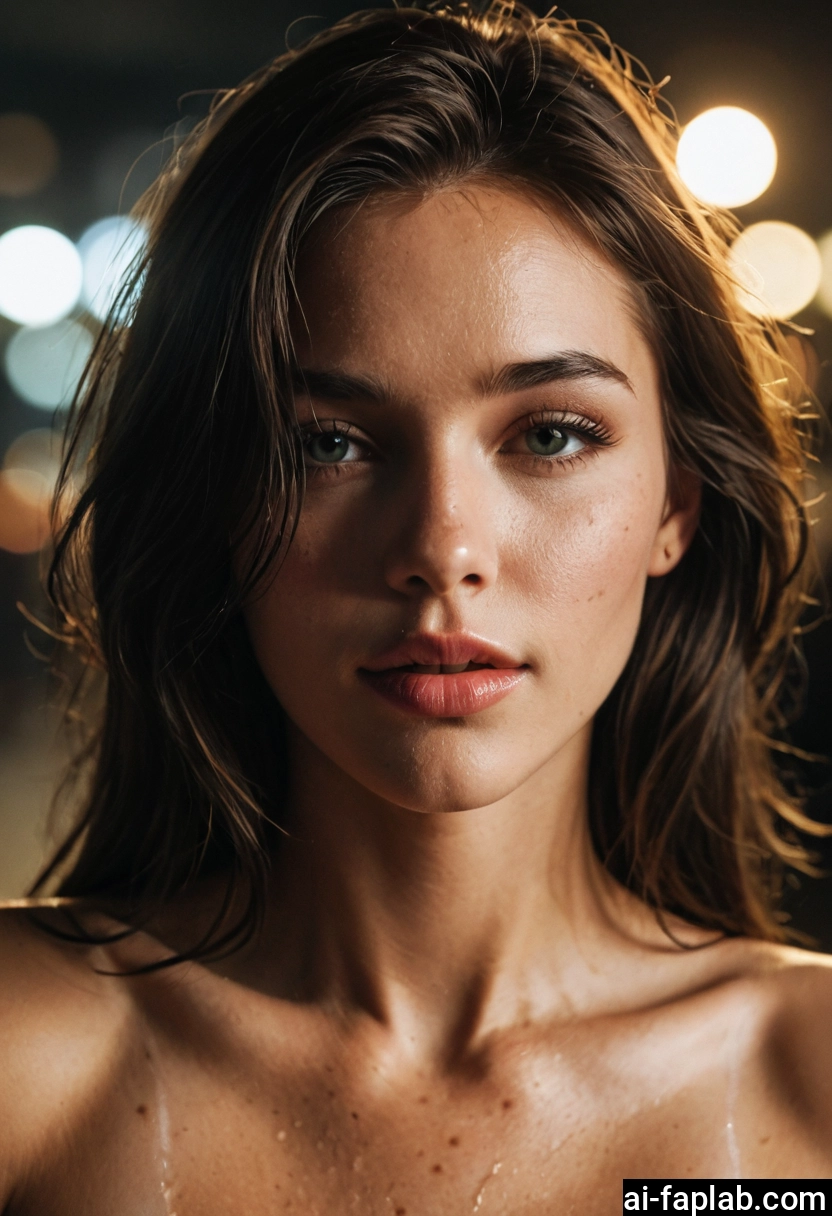 1girl, solo, portrait, realistic, green eyes, lips
