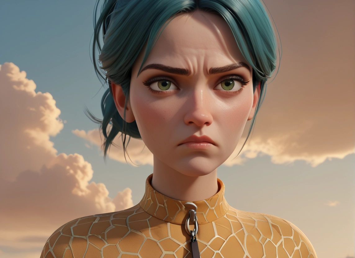 solo, 1girl, green eyes, cloud, sky, looking at viewer · Yamete.gg