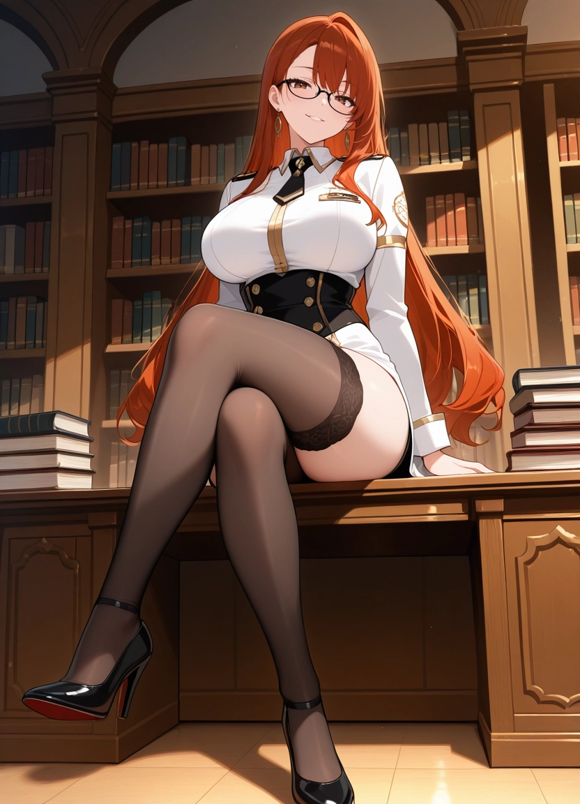 1girl, solo, thighhighs, breasts, large breasts, earrings