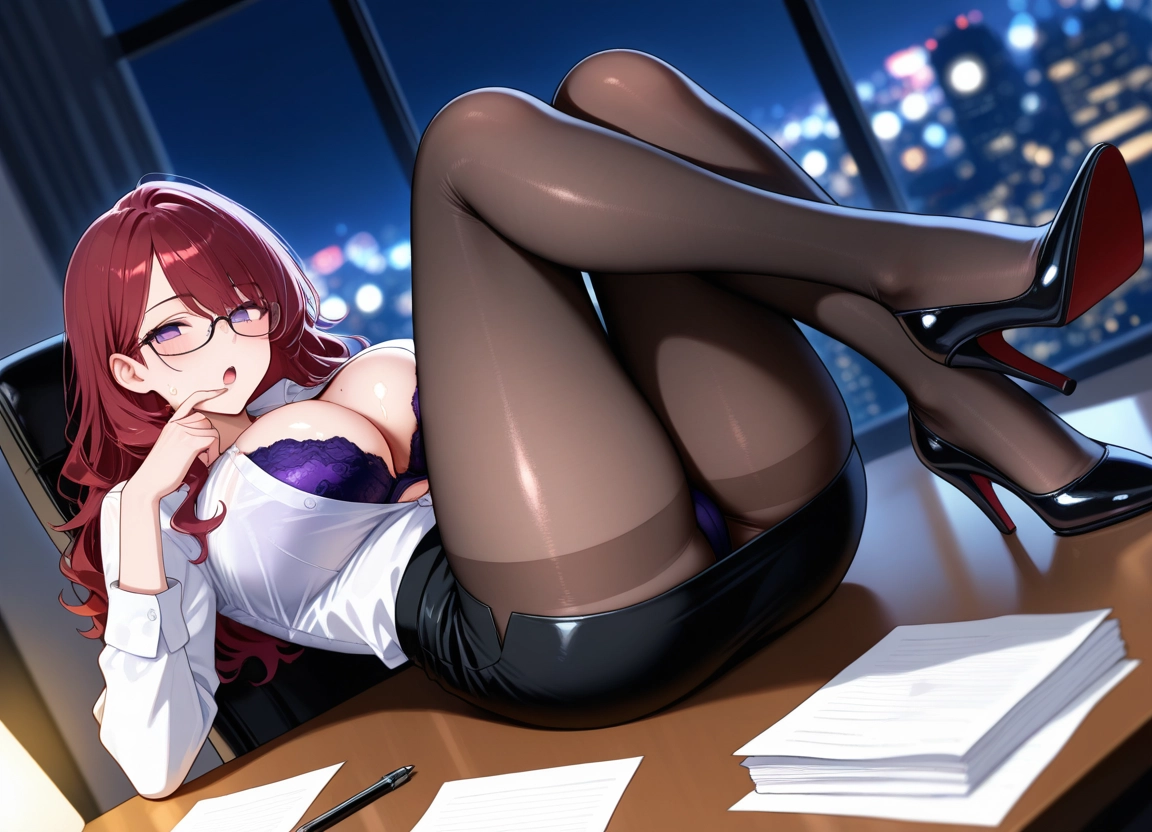 breasts, 1girl, pantyhose, underwear, bra, large breasts · Yamete.gg