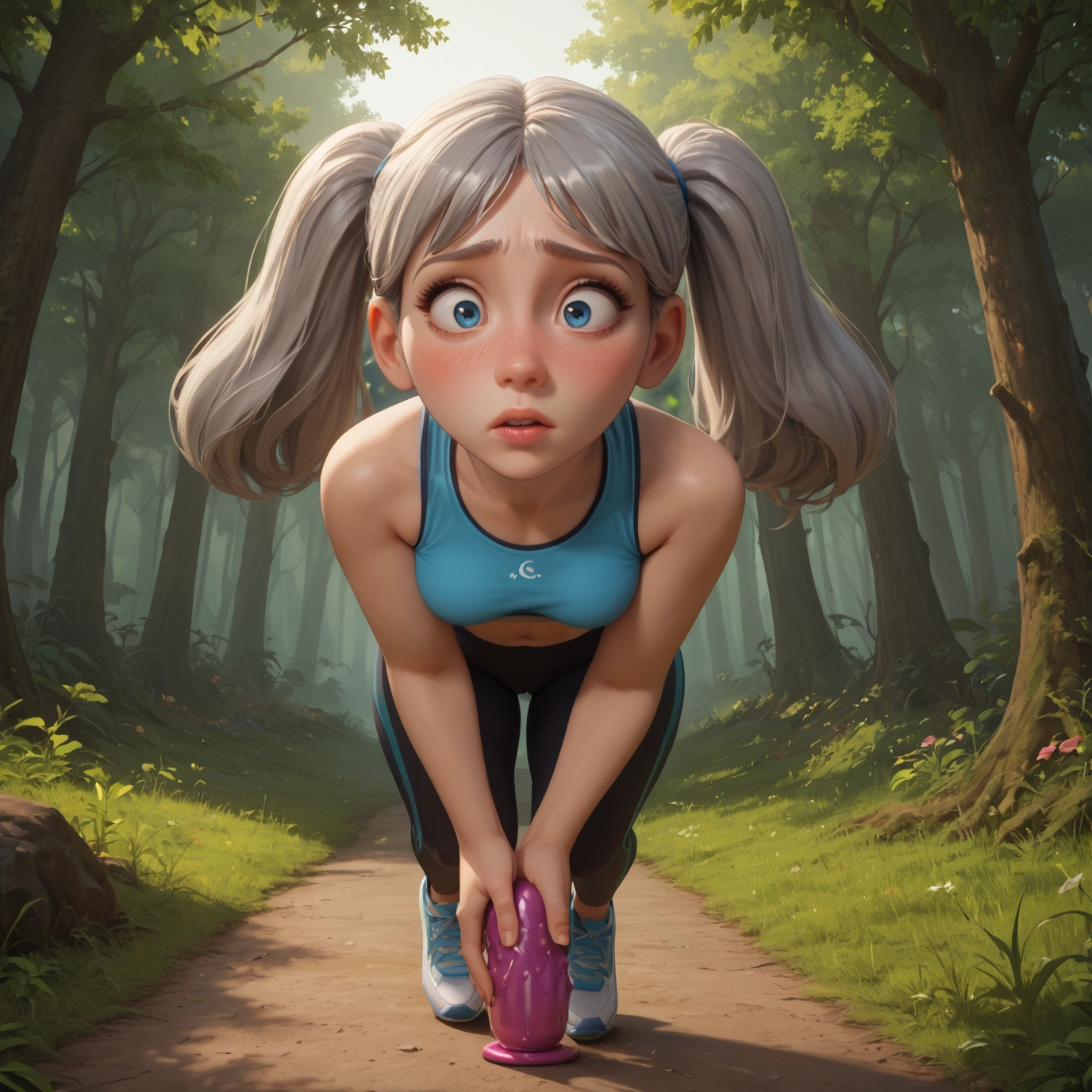 1girl, solo, twintails, blue eyes, sex toy, outdoors · Yamete.gg