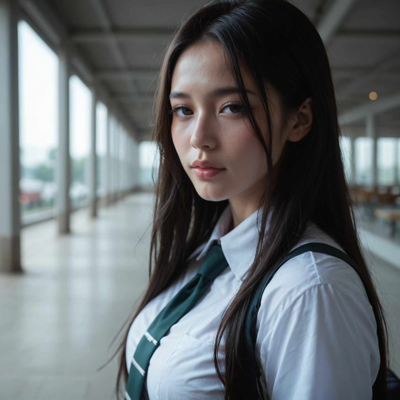 1girl, solo, long hair, shirt, necktie, looking at viewer · Yamete.gg