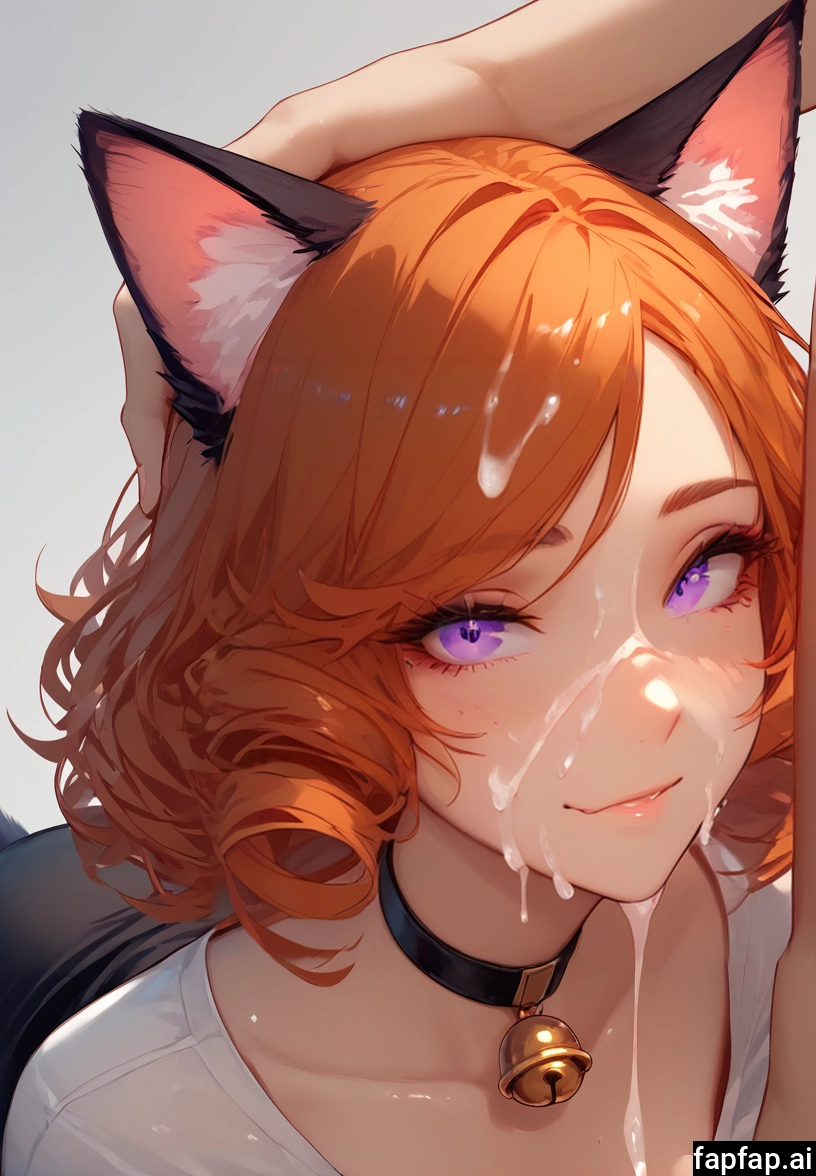 1girl, bell, animal ears, cum, facial, neck bell · Yamete.gg