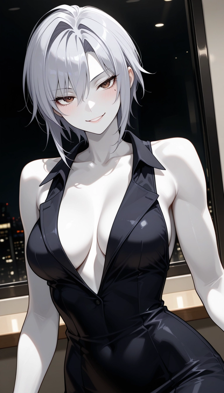 1girl, breasts, solo, mole under eye, smile, mole · Yamete.gg