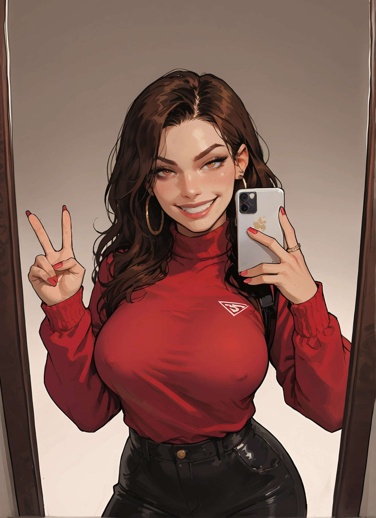 1girl, breasts, phone, jewelry, earrings, solo · Yamete.gg