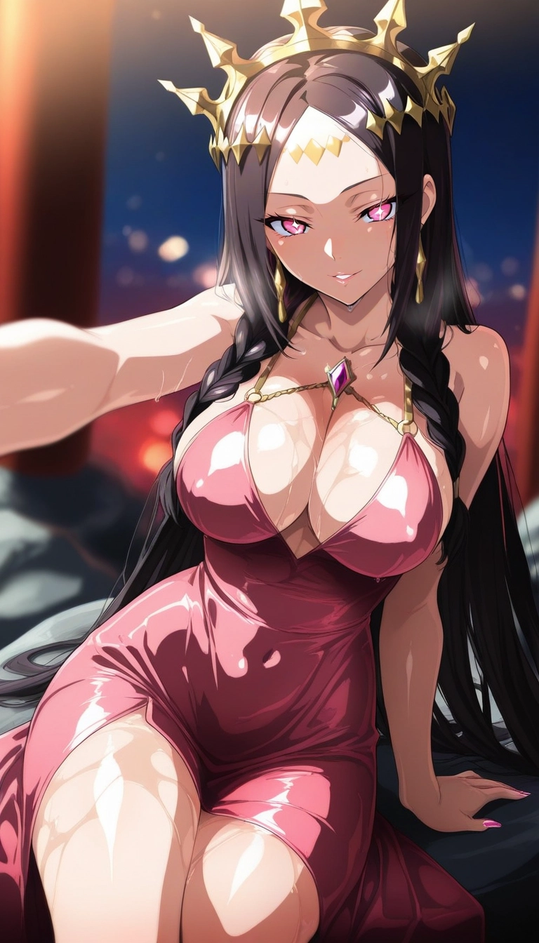 1girl, breasts, dress, large breasts, jewelry, solo