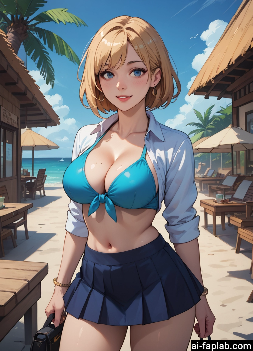 1girl, breasts, skirt, jewelry, blue eyes, blonde hair