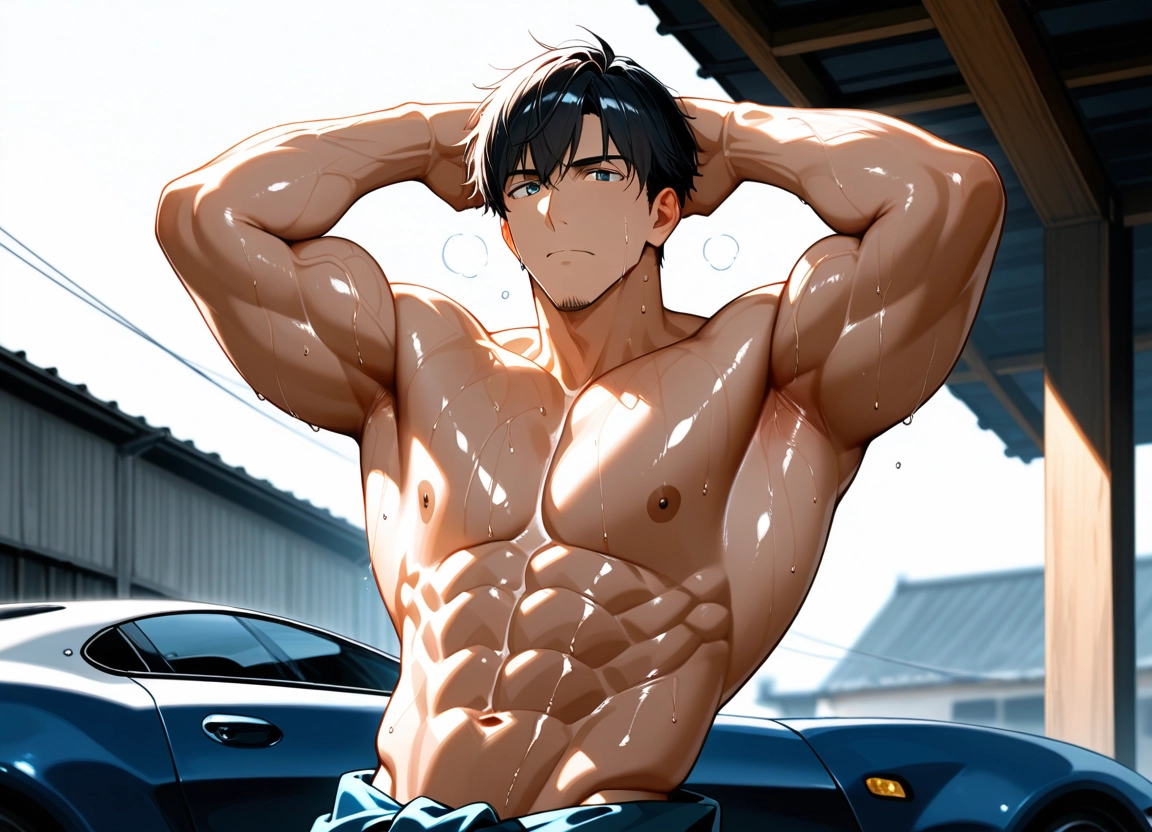 bara, male focus, 1boy, muscular, pectorals, muscular male · Yamete.gg