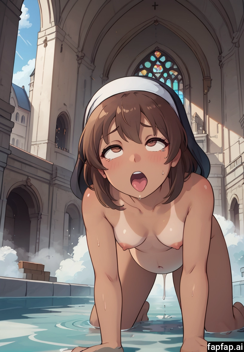 1girl, breasts, tan, brown hair, tanlines, all fours · Yamete.gg