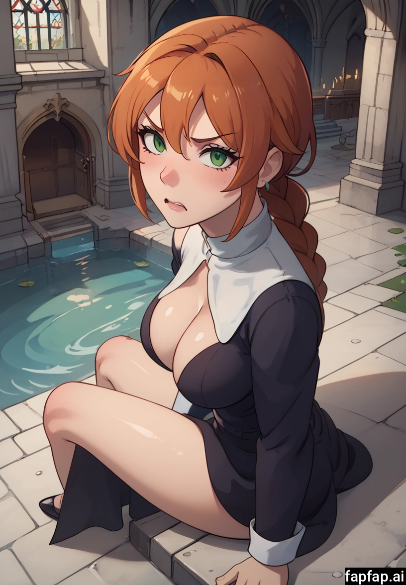 1girl, breasts, solo, looking at viewer, green eyes, cleavage · Yamete.gg