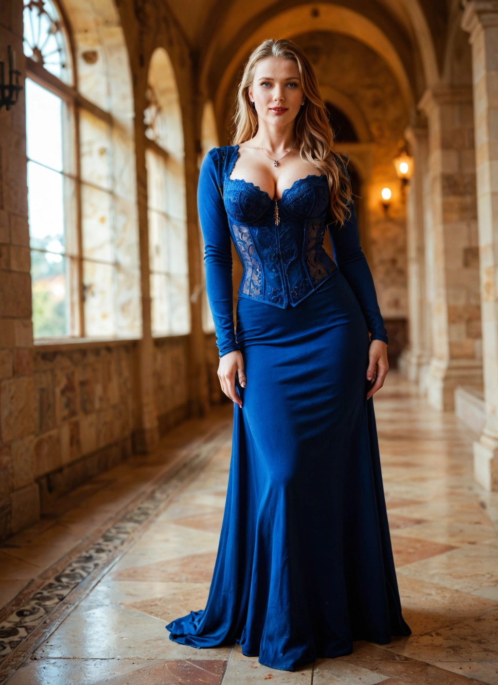 1girl, breasts, solo, jewelry, dress, blonde hair · Yamete.gg
