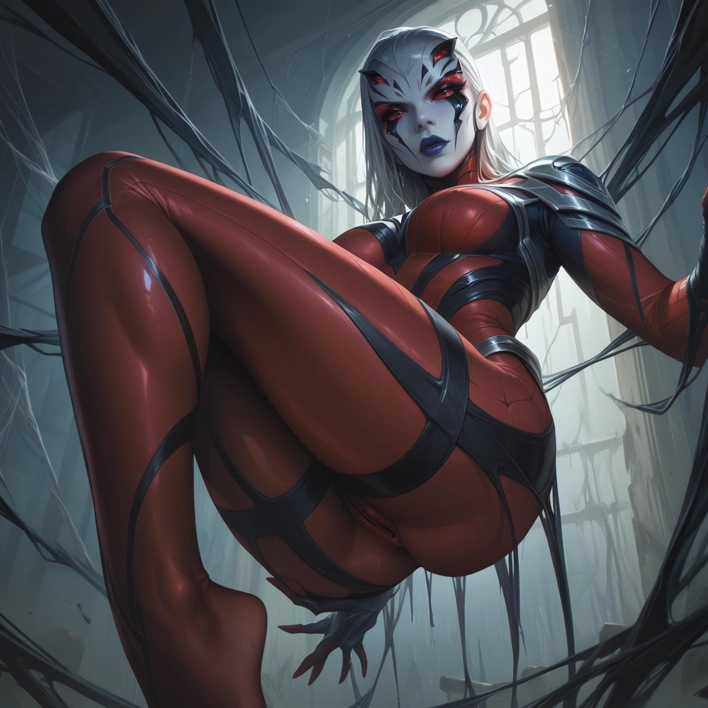 1girl, solo, red eyes, pussy, breasts, bodysuit · Yamete.gg