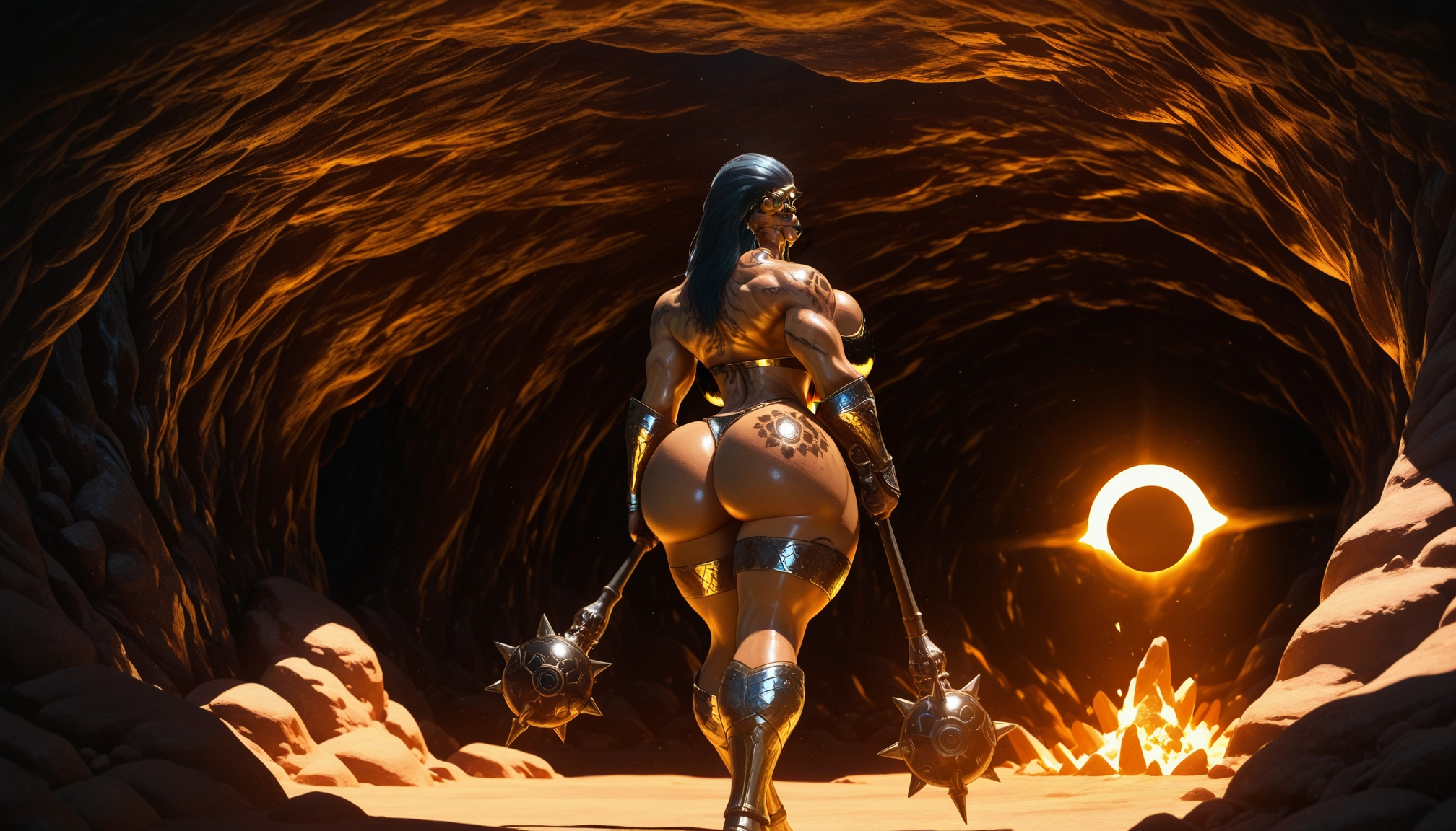 1girl, ass, weapon, solo, thighs, thick thighs · Yamete.gg