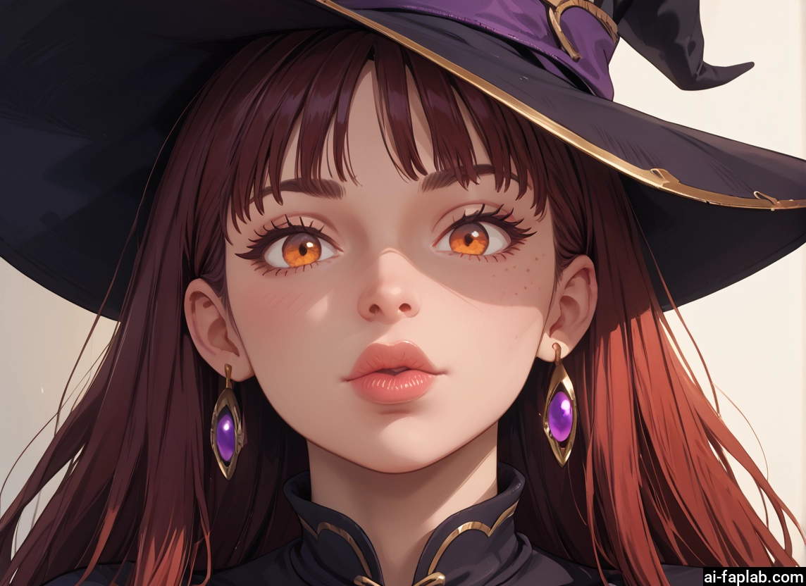 1girl, hat, solo, jewelry, witch hat, earrings · Yamete.gg