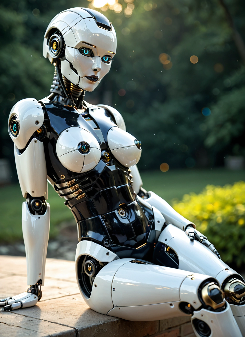1girl, solo, sitting, robot joints, breasts, humanoid robot · Yamete.gg