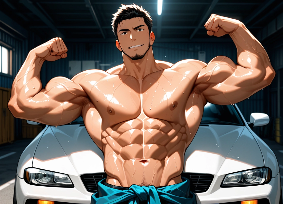 bara, male focus, muscular, muscular male, 1boy, pectorals · Yamete.gg